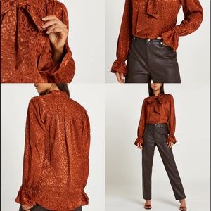 *NWT* Gorgeous Lush Maroon-Mahogany Blouse with Bow [River Island] Sz 2-6